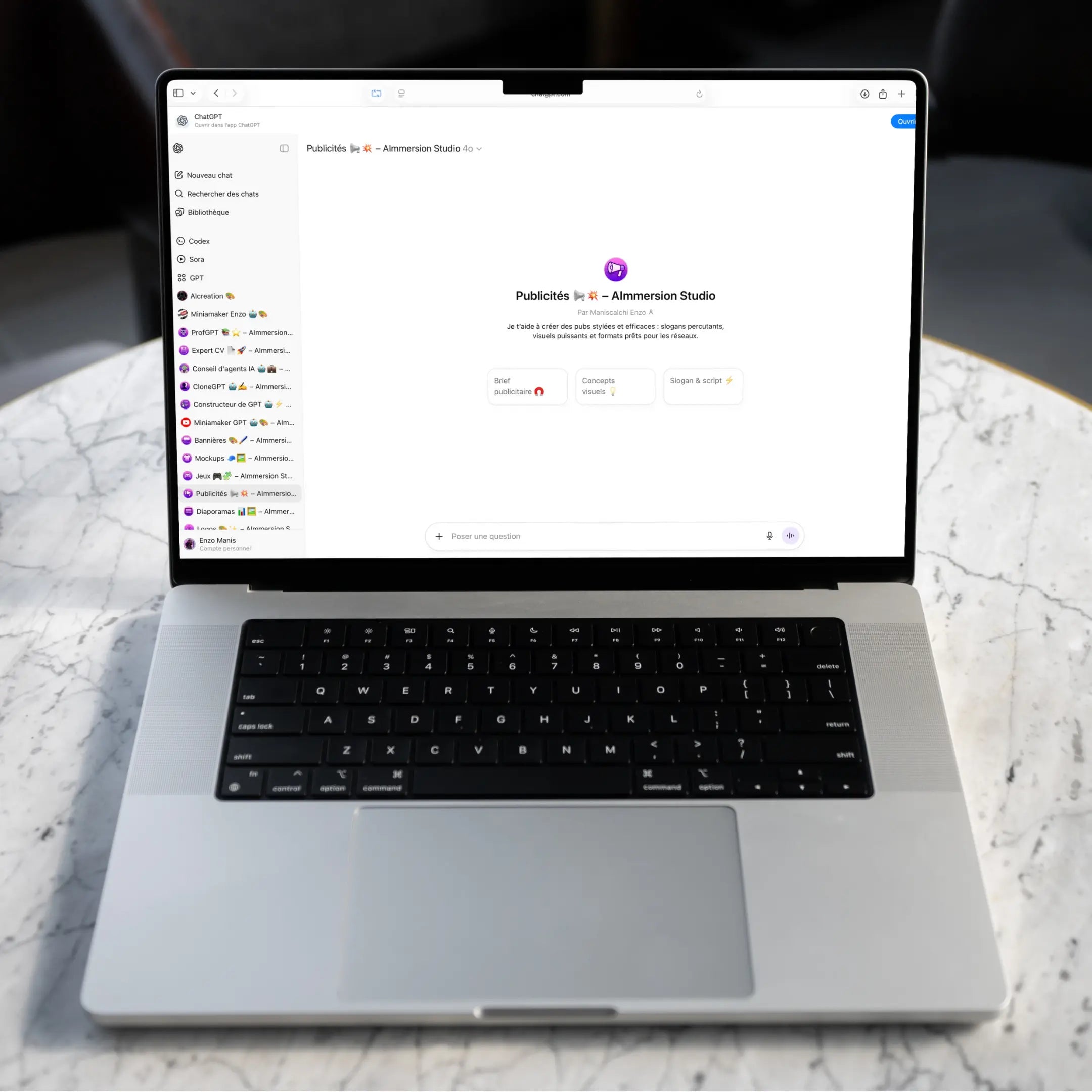 Assistant IA : Publicités GPT AImmersion